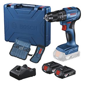 Taladro percutor atornillador 1/2" Bosch GSB 185-LI 18V 2 bat, 23AC y maletín